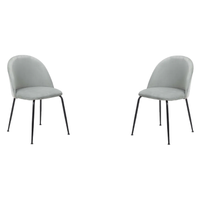 Kitchen chair in Light Gray velvet and Black metal legs - PARIS 2 chairs