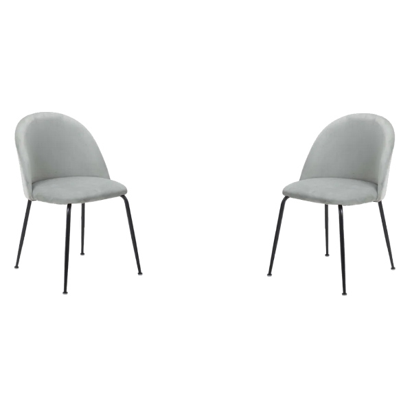 Kitchen chair in Light Gray velvet and Black metal legs - PARIS 2 chairs