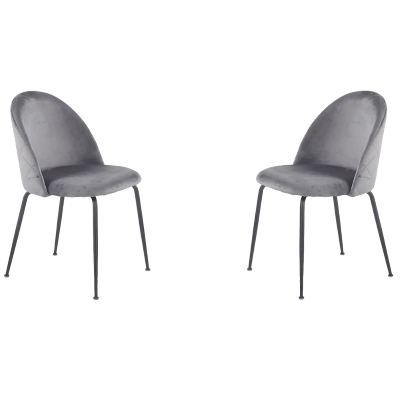 Dunkelgrauer Küchenstuhl aus Samt und schwarze Metallbeine – PARIS 2 Stühle