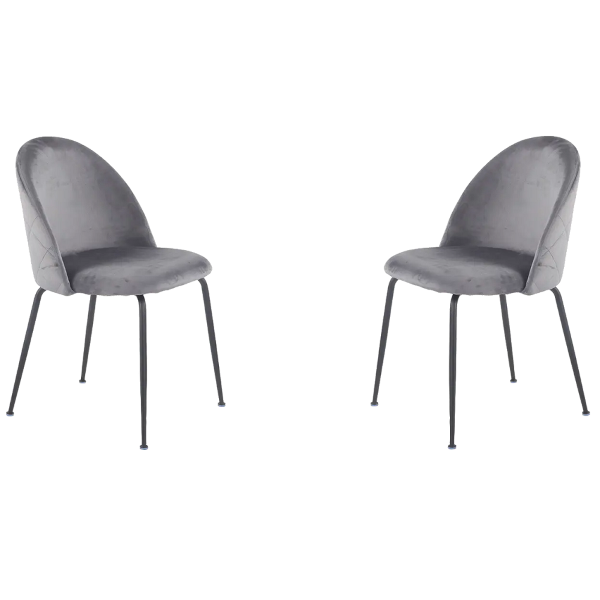 Dunkelgrauer Küchenstuhl aus Samt und schwarze Metallbeine – PARIS 2 Stühle
