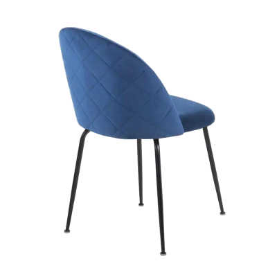 Chaise de cuisine velours bleu canard et pieds métal noir - Chaises PARIS 2