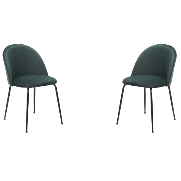 Küchenstuhl aus grünem Samt und schwarzen Metallbeinen – PARIS 2 Stühle