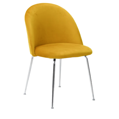 Silla de comedor de terciopelo amarillo con patas de metal cromado - 2 sillas PARIS 