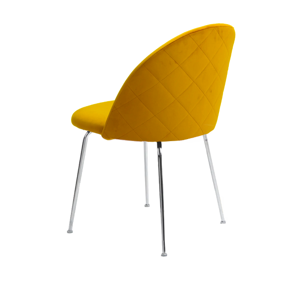Silla de comedor de terciopelo amarillo con patas de metal cromado - 2 sillas PARIS 