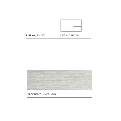 BORA Suspended bathroom furniture base 100 modern 2 drawers with WASHBASIN,WHITE LARCH 