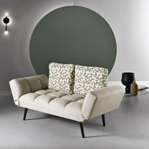 Modernes, bettfertiges Sofa GLOVE, 162 cm, aus beigem Stoff