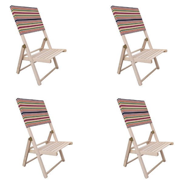 Chaise de plage piscine en bois massif 4 pièces