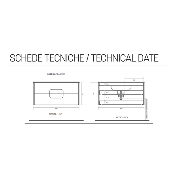 ARCO wall-hung bathroom cabinet 100 cm with two Tek drawers