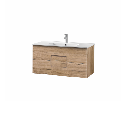 ARCO Rovere Nodi melamine-faced 120 cm suspended bathroom cabinet with two drawers