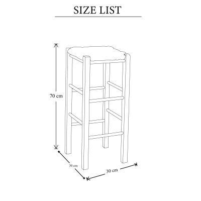 Tabouret en bois en paille carrée hauteur 70 cm