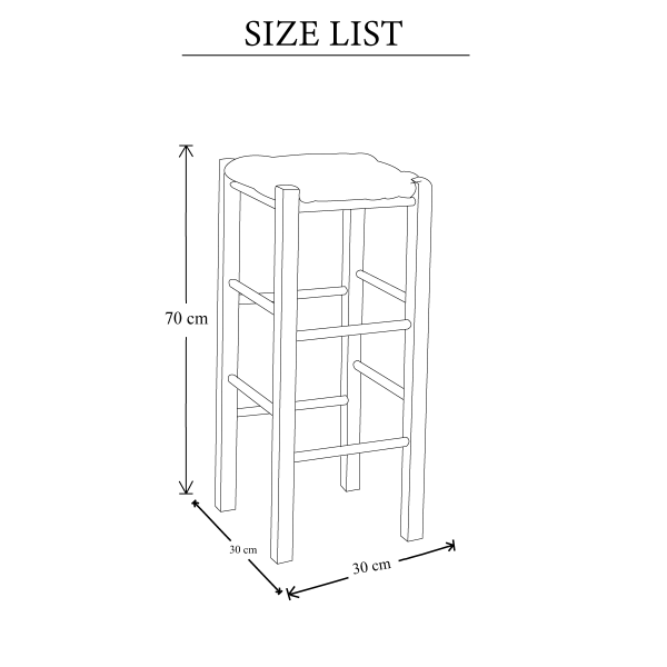 Tabouret en bois en paille carrée hauteur 70 cm
