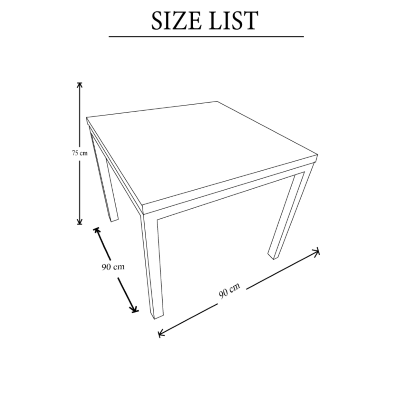 Modern kitchen table 90x90 white metal legs