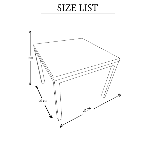 Modern kitchen table 90x90 white metal legs