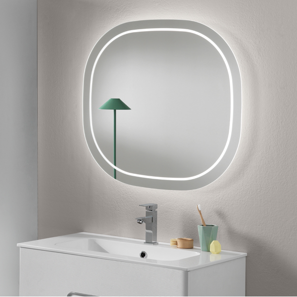 011102 - Specchio da bagno sagomato HELIOS 72 cm con LED frontale