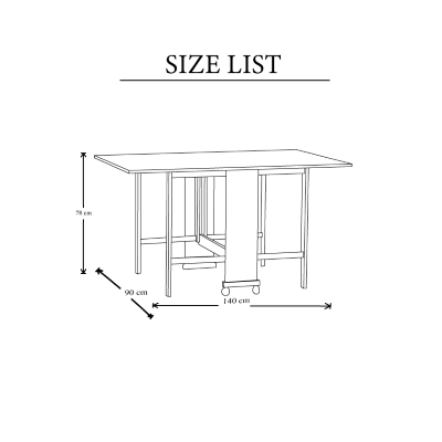 Mesa plegable de madera de formica con ruedas 140x90 GIORGIA Roble