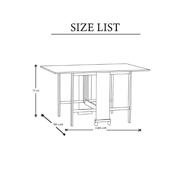 Mesa plegable de madera de formica con ruedas 140x90 GIORGIA Roble