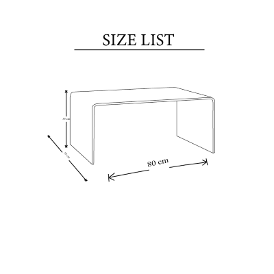 GHOY transparenter Couchtisch aus gebogenem Glas B.120 x S.60 x H.35