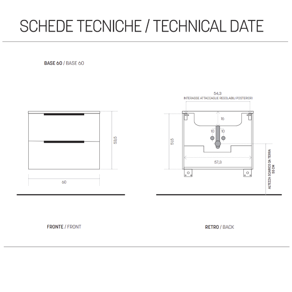 Suspended bathroom cabinet 60 cm with LED light mirror BALI natural oak
