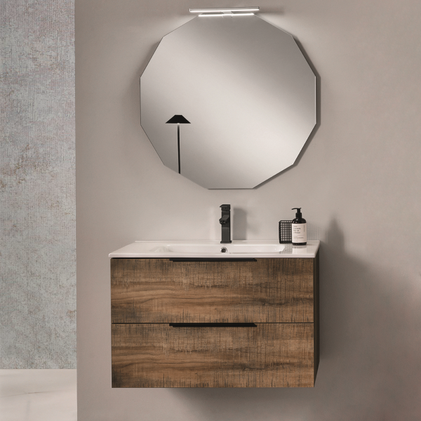 Suspended bathroom cabinet 80 cm in BALI tobacco melamine