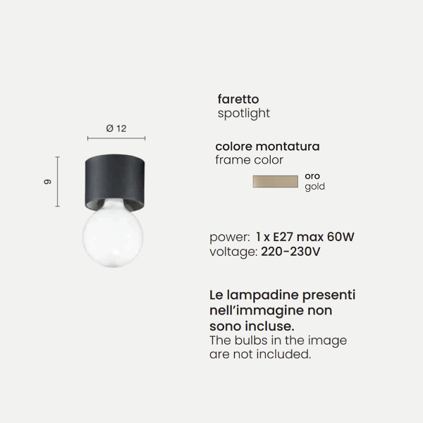 Moderne Deckenleuchte aus goldfarbenem Aluminium - BOW E27 freiliegende Glühbirne 12x9 cm