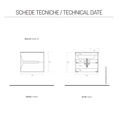 60 cm bathroom cabinet with mirror and HAITI Tek base