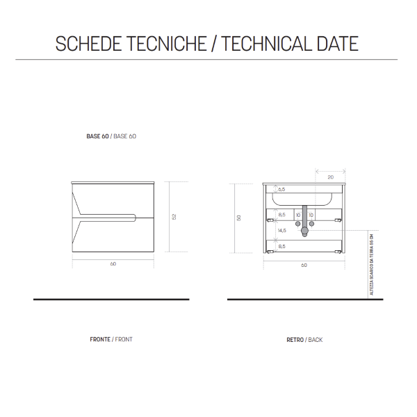 60 cm bathroom cabinet with mirror and HAITI Tek base