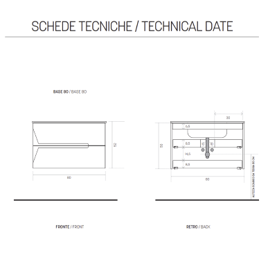 HAITI bathroom cabinet with 2 drawers 80 cm Tek
