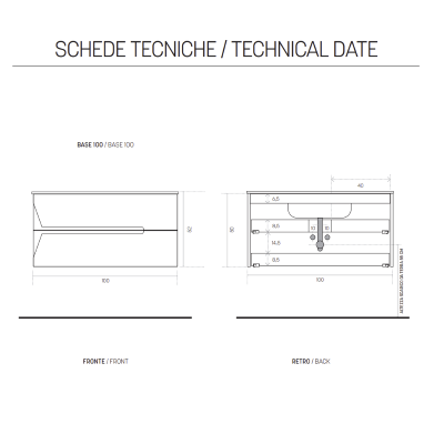HAITI mueble de baño suspendido 100 cm 2 cajones teca