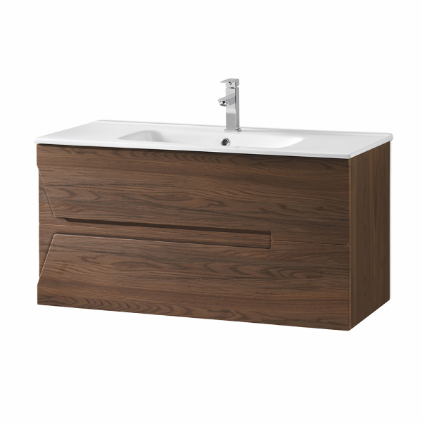 HAITI mueble de baño suspendido 100 cm 2 cajones teca