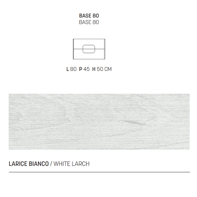 ARCO suspended bathroom cabinet with front LED mirror 80 cm White Larch