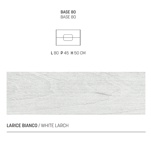 ARCO suspended bathroom cabinet with front LED mirror 80 cm White Larch