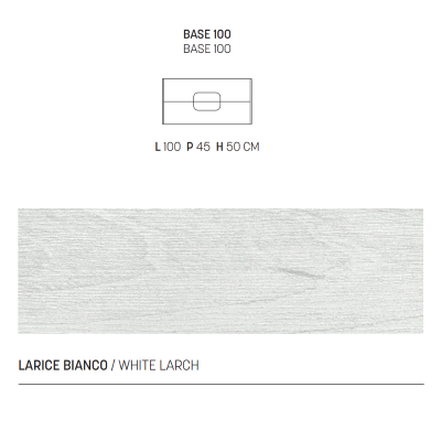 Meuble de salle de bain ARCO suspendu 100 cm avec deux tiroirs Mélèze Blanc