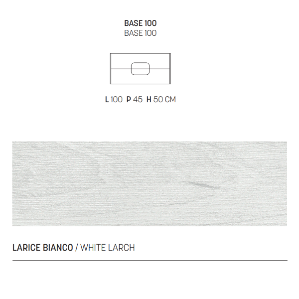 Meuble de salle de bain ARCO suspendu 100 cm avec deux tiroirs Mélèze Blanc