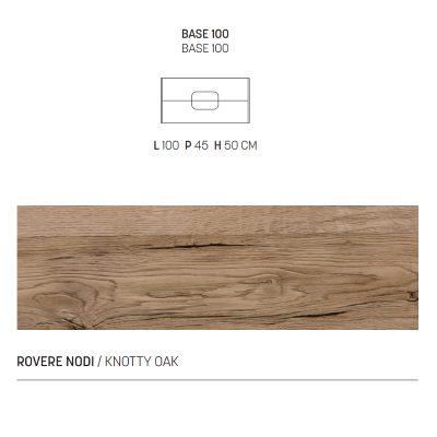 Suspended bathroom cabinet with mirror and Arco LED lamp 100 cm Oak knots