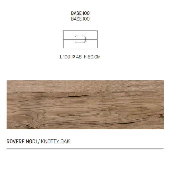 Suspended bathroom cabinet with mirror and Arco LED lamp 100 cm Oak knots