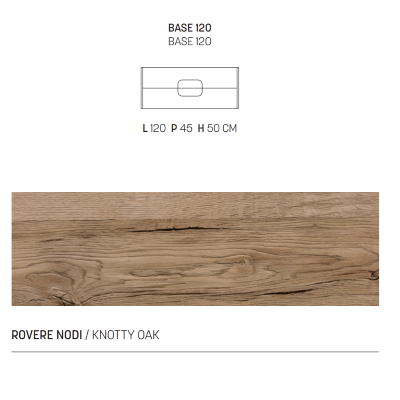 ARCO Rovere Nodi melamine-faced 120 cm suspended bathroom cabinet with two drawers