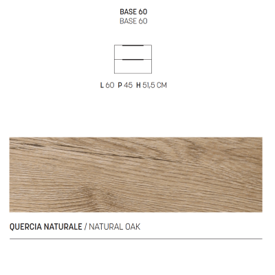 Suspended bathroom cabinet 60 cm with LED light mirror BALI natural oak