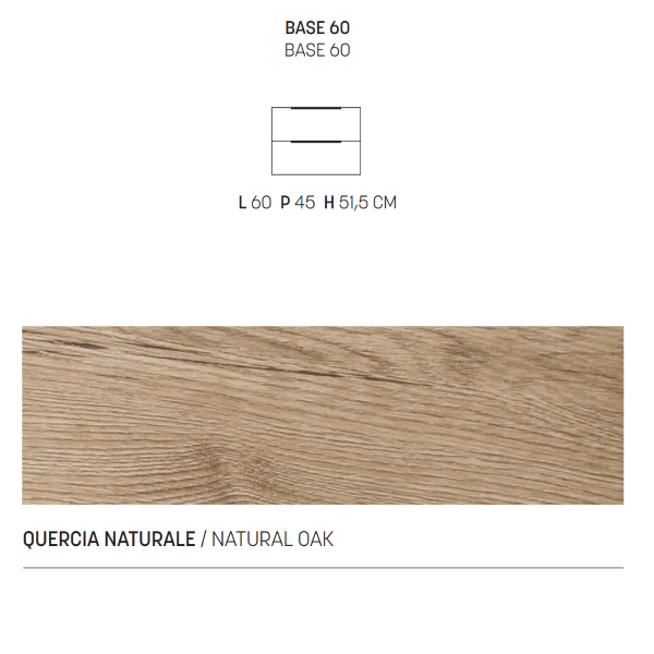 Suspended bathroom cabinet 60 cm with LED light mirror BALI natural oak