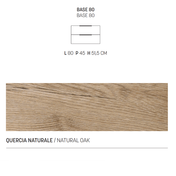 Suspended bathroom cabinet 80 cm and LED backlit mirror BALI Natural Oak