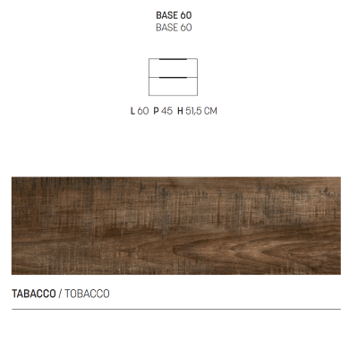 Suspended bathroom cabinet 60 cm with LED light mirror BALI tobacco