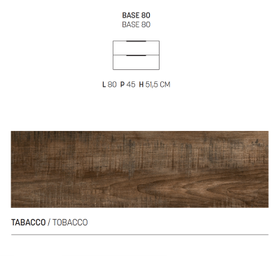 Mobile bagno sospeso BALI 80 cm e specchio LED Tabacco