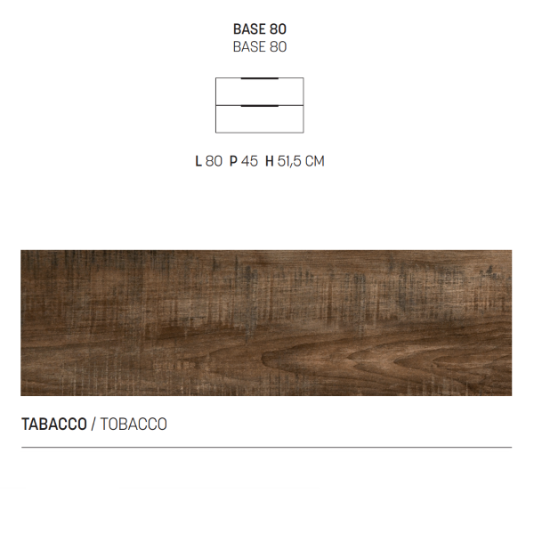 Mobile bagno sospeso BALI 80 cm e specchio LED Tabacco