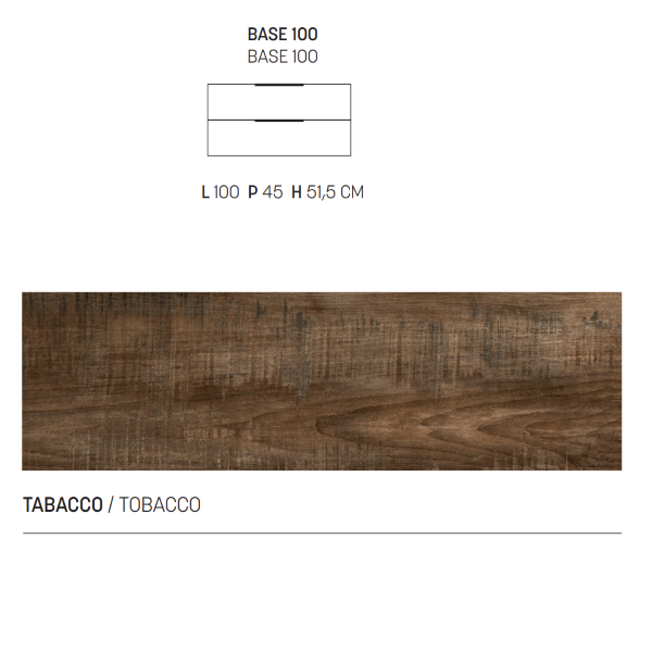 Suspended bathroom cabinet with double drawer BALI 100 cm tobacco