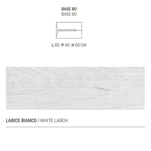 Mobile bagno sospeso HAITI 80 cm Larice Bianco specchio e lampada LED 