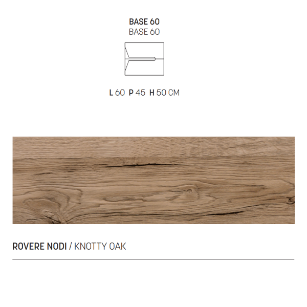 Meuble de salle de bain suspendu HAITI 60 cm finition chêne noué