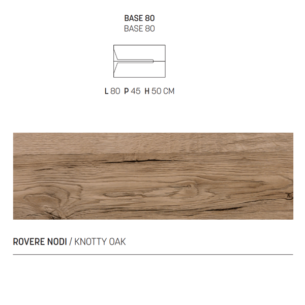 Bathroom cabinet with 2 drawers HAITI 80 cm oak knots