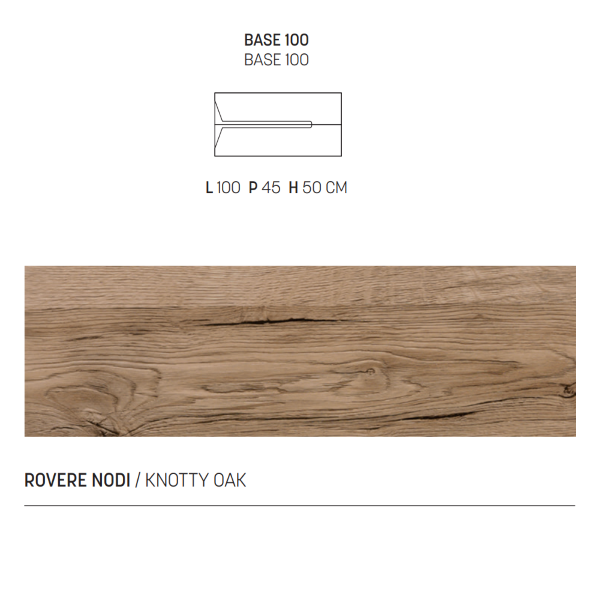 HAITI meuble salle de bain suspendu 100 cm 2 tiroirs chêne noeuds