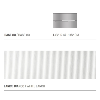 Hängender Badezimmerschrank 80 cm mit 2 Schubladen RIGHE Weiße Lärche