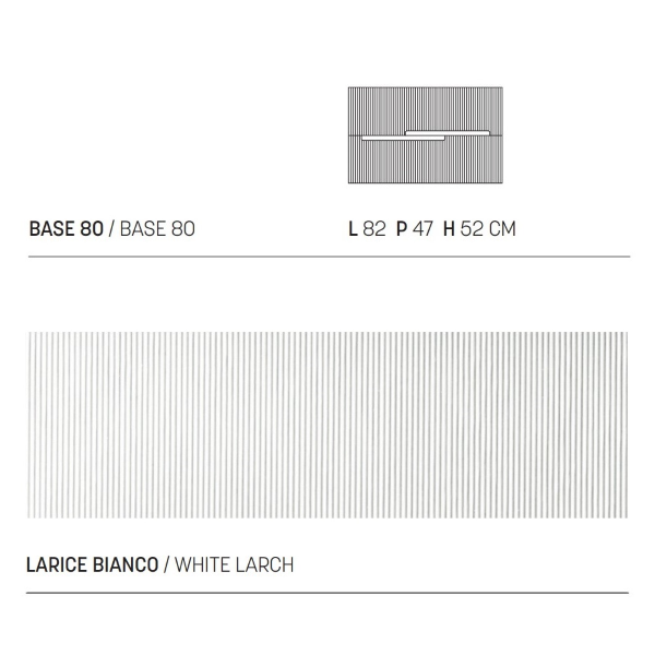 Hängender Badezimmerschrank 80 cm mit 2 Schubladen RIGHE Weiße Lärche