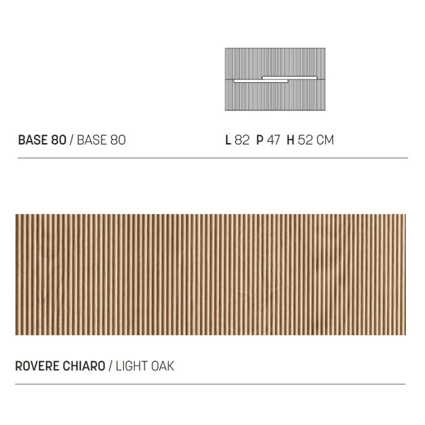 Suspended bathroom cabinet 80 cm with 2 drawers RIGHE Light Oak